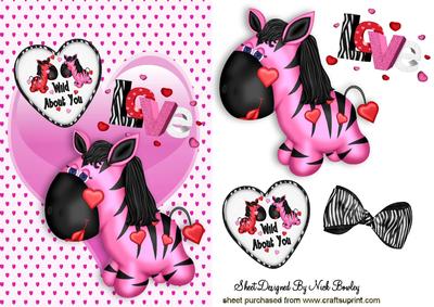 Wild About You! Cute Little Pink Zebra on a Heart