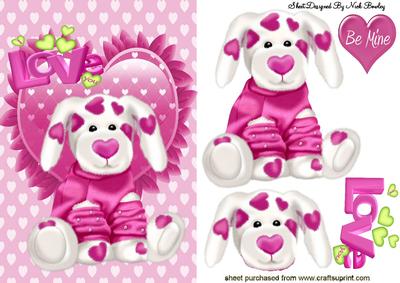 Little Puppy on Pink Heart with Love