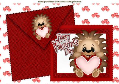 Cute Little Hedgehog with Heart on Envelope & Card A4