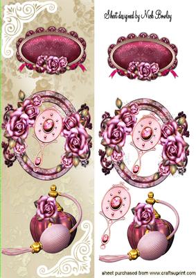Ladies Mirror and Perfume with Pink Roses Tall Dl
