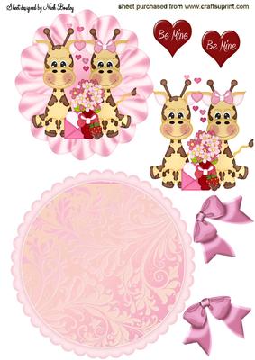 Romancing Giraffes with Flowers Rocker Card