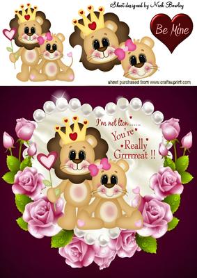 I'm Not Lion - you're Really Grrrreat! Rose Heart 8x8