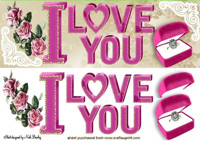 I Love You Words with Diamond Ring & Roses Dl