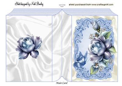 Pretty Blue Roses, Blue Butterflies Folded Book