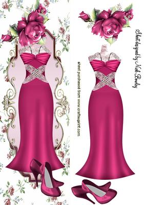 Floral & Pink Roses with Evening Dress Tall Dl