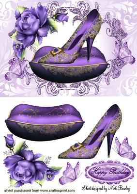 Purple Princess Shoe Encrusted with Gold and Roses