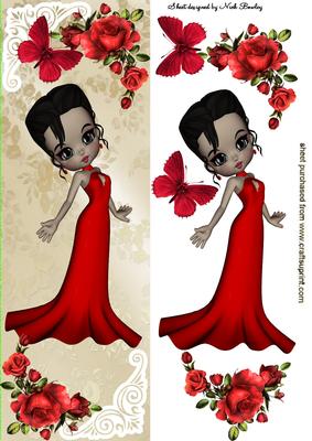 Pretty Lady with Red Roses Tall Dl
