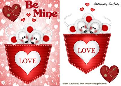 Little Mice in Pocket of Love! with Hearts