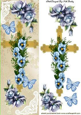 Easter Cross with Flowers and Roses Tall Dl