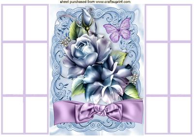 Blue Roses with Lilac Bow French Gatefold