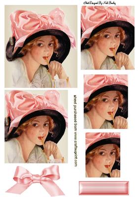 Vintage Lady in Hat with Bow Pyramids