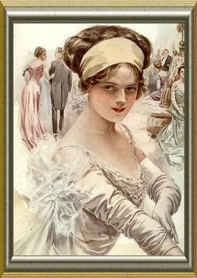 Elegant Vintage Lady in a Ball Gown in Frame A4