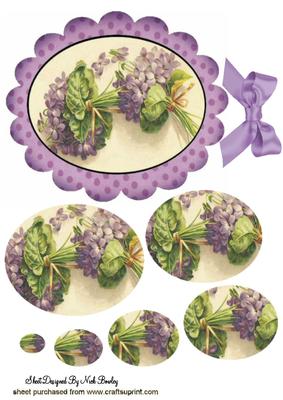 Lilac Flowers in Oval Frill Frame , Oval Pyramids