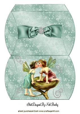 Kissing Fantasy Faeries with Diamond Bow Pillow Box