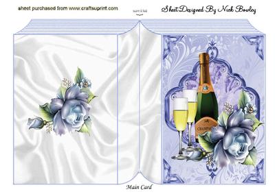Blue Rose with Champage Folded Book
