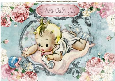 Sweet Baby Girl in Vintage Rose Frame A4