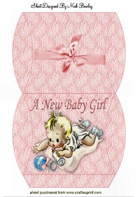 Sweet Baby Girl on a Lace Pillow Box