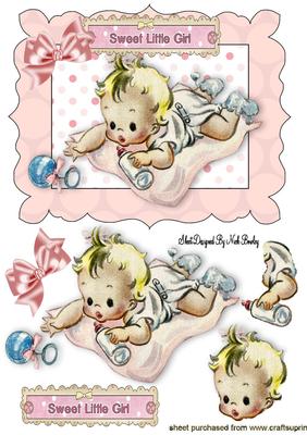 Sweet Vintage Baby Girl with Bow