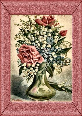 Vintage Flowers in a Vase in a Frame A4