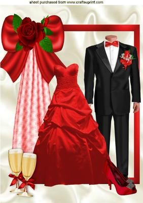 Red Wedding Dress with Grooms Suit & Access A4