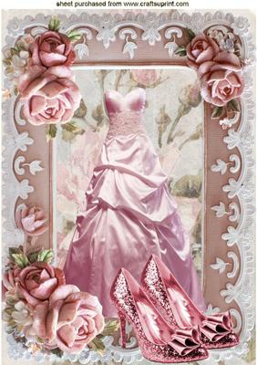 Pink Party Dress with Sparkle Shoes in Rose Frame A4