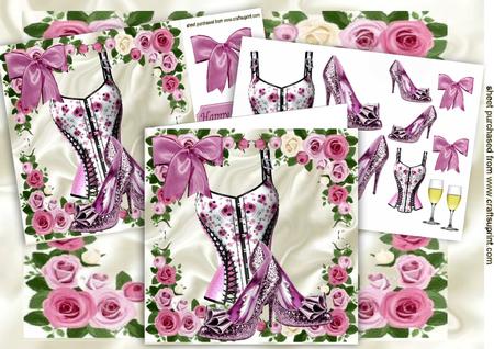 Pretty Pink Basque with Shoes in Rose Frame 8x8 Mini Kit