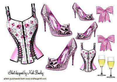 Pink Sparkle Shoes with Basque and Champers