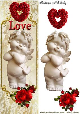 Cherub with Love, Heart and Roses Tall Dl