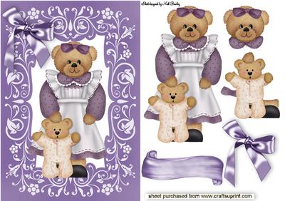 Mummy Bear with Teddy in Ornate Frame