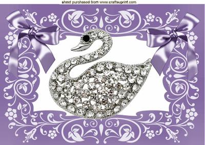 Diamond Swan with Purple Bows A4