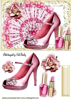 Pink Fan with Pretty Shoe and Lippy