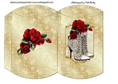Red Roses with White Stripe Boot Pillow Box