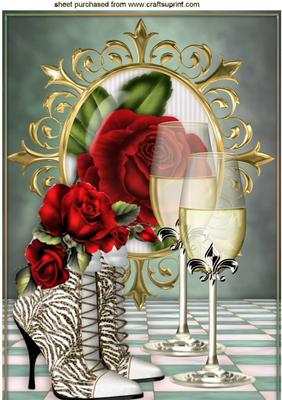 Red Roses and Pretty Boot with Champers A4