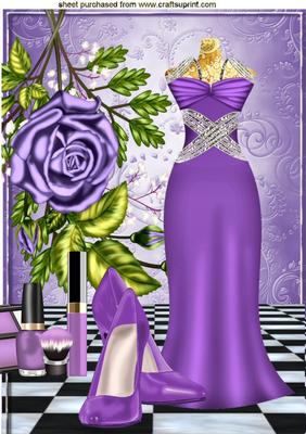 Purple Evening Gown with Shoes and Rose A4