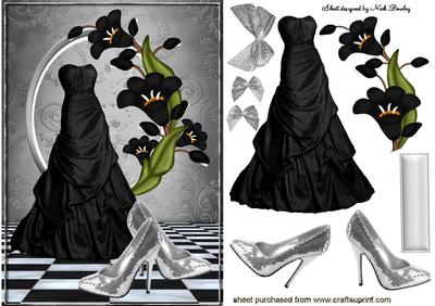 Black Gown with Silver Sparkle Shoes