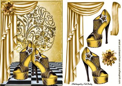 Gold Shoes with Gold Drapes and Flower