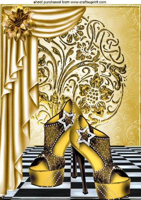 Gold Shoes with Gold Drapes and Flower A4