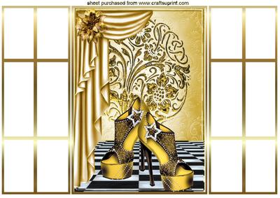 Gold Shoes with Gold Drapes French Gatefold
