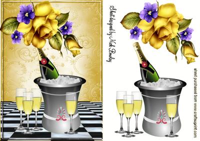 Yellow Roses with Ice Bucket Champagne