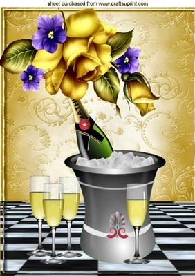 Yellow Roses with Ice Bucket Champagne A4