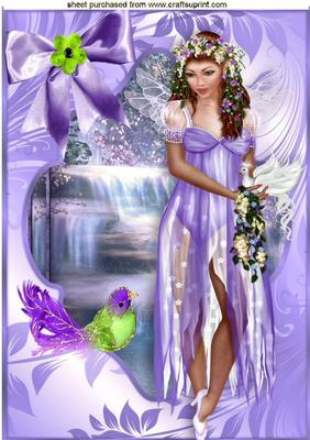 Pretty Faerie in Lilac with Little Bird A4