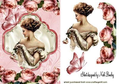 Elegant Lady in Ball Gown with Roses