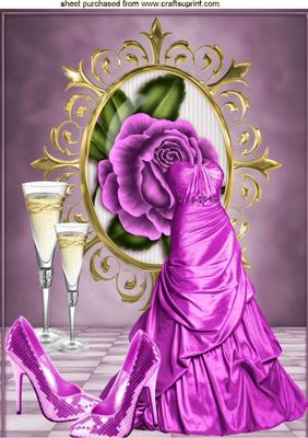 Cerise Gown with Rose, and Champagne A4