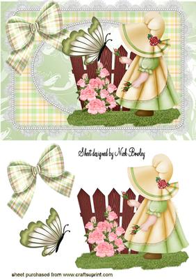 Little Bonnet Girl in the Garden