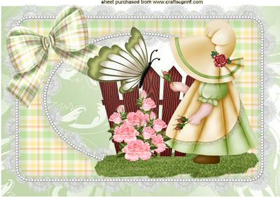 Little Bonnet Girl in the Garden A4