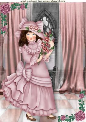 Pretty Lady Holding Flowers with Butterflies A4