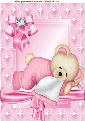 Little Sleepy Teddy with a Blanket A4