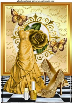 Gold Dress, Butterflies and Gold Shoes A4