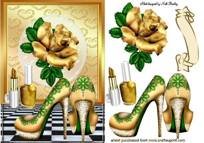 Gold Rose with Gold/green Shoes