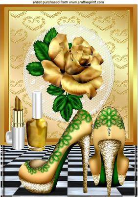 Gold Rose with Gold/green Shoes A4